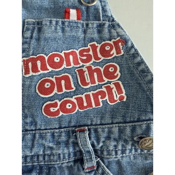 Sesame Street Vintage Denim Cookie Monster Short Overalls Size 3 T Basketball - Picture 8 of 13